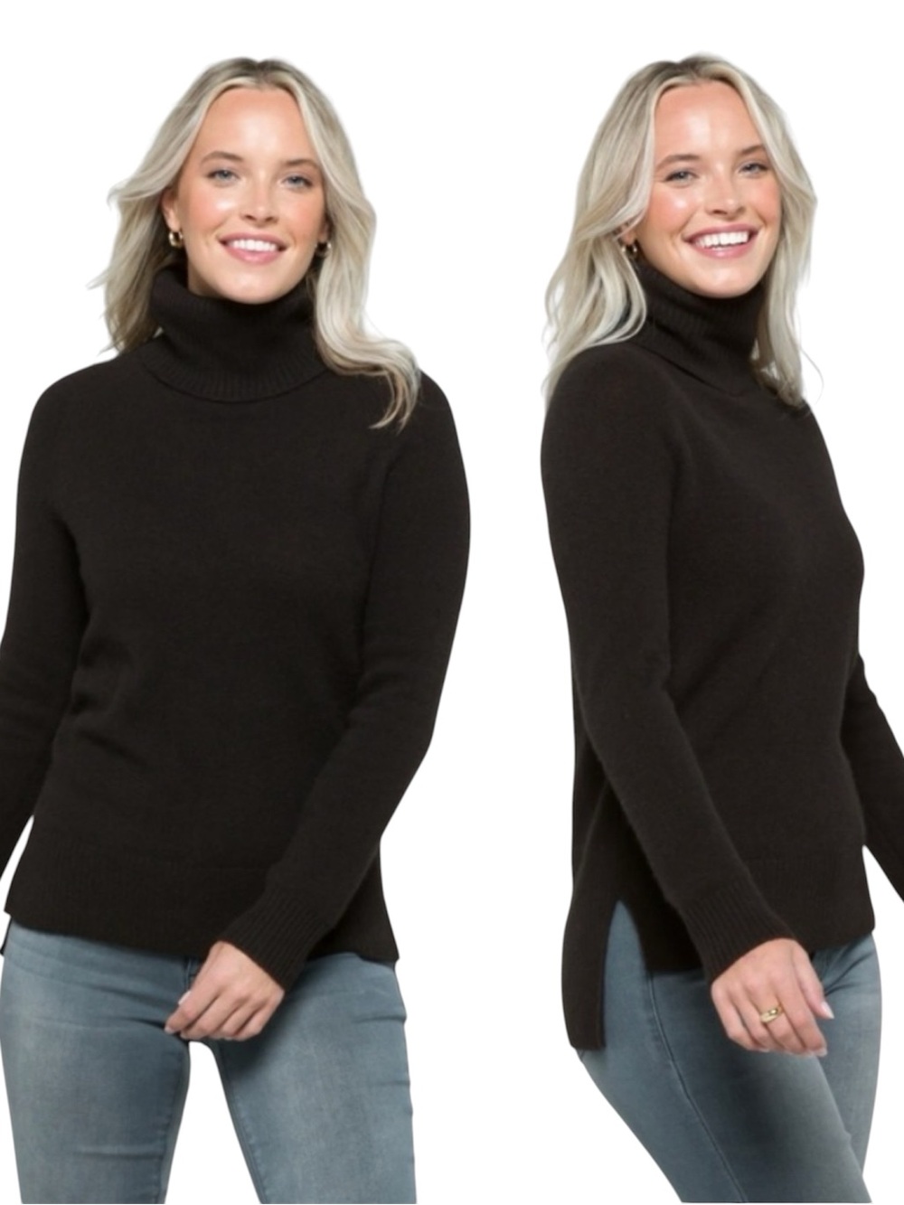 41 Hawthorn | Porella 100% Cashmere Turtleneck Sweater Black Size Small